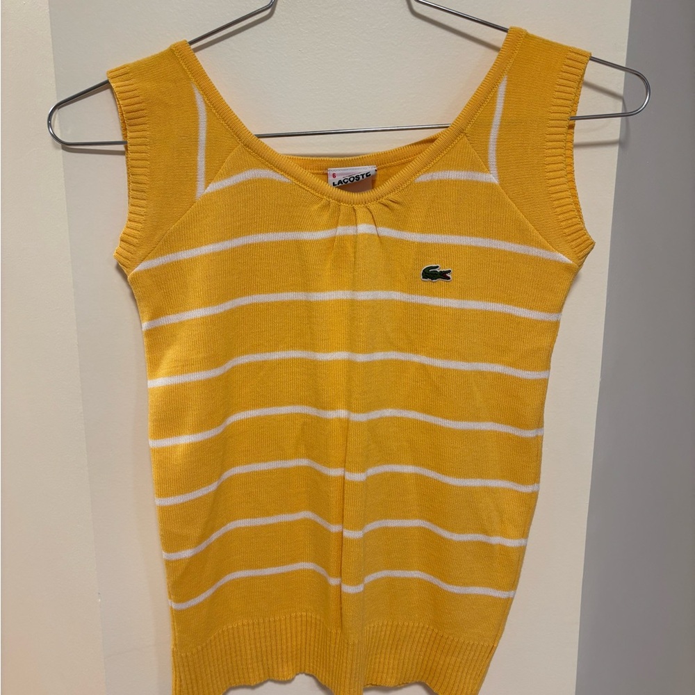 Lacoste Yellow Striped Sleeveless Top